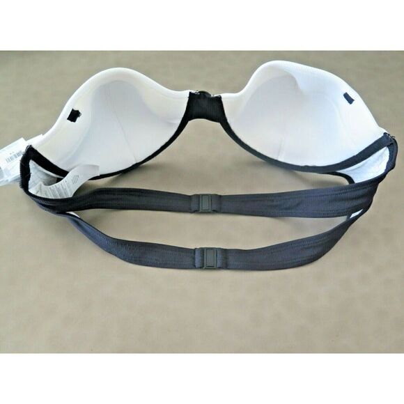 Volcom Sz 14 Simply Solid Rib Bandeau Bikini Top Black White removable straps - Picture 6 of 7